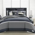 thumbnail image 1 of Nautica | Rendon Collection Set-100% Cotton Cozy & Soft, Durable & Breathable Striped Comforter with Matching Shams, King, Charcoal, 1 of 5