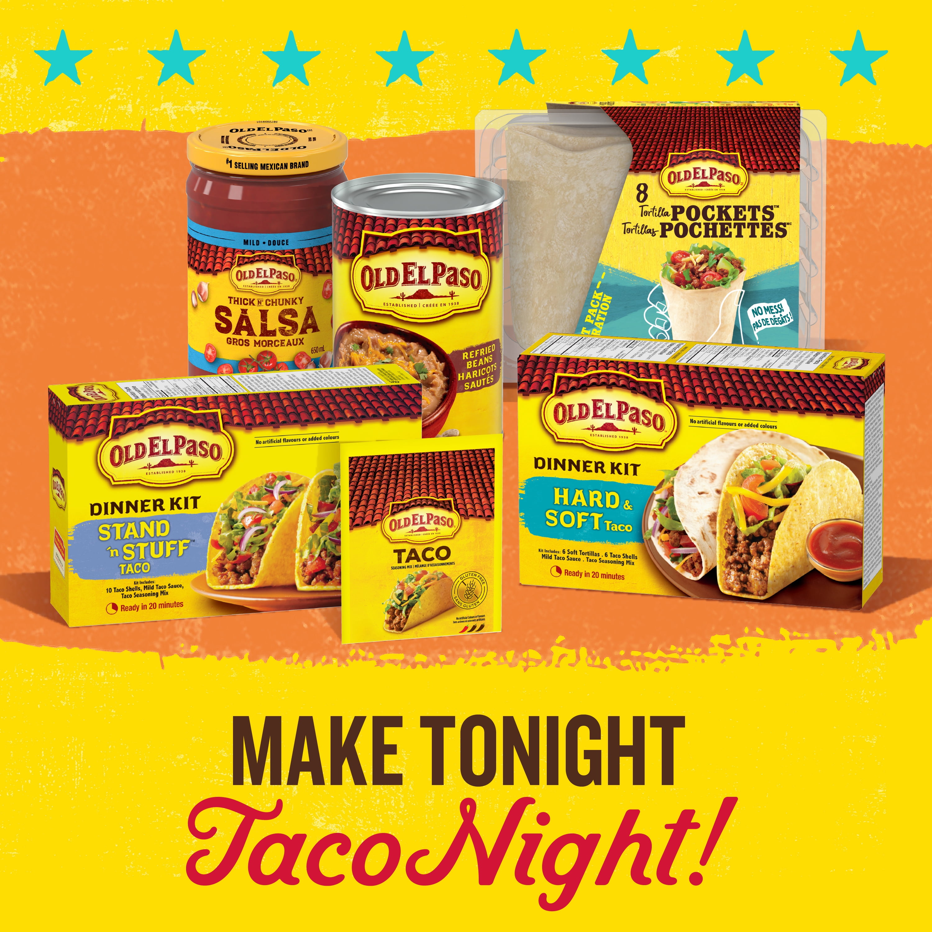 Old El Paso Bold avec kit de dîner au fromage nacho