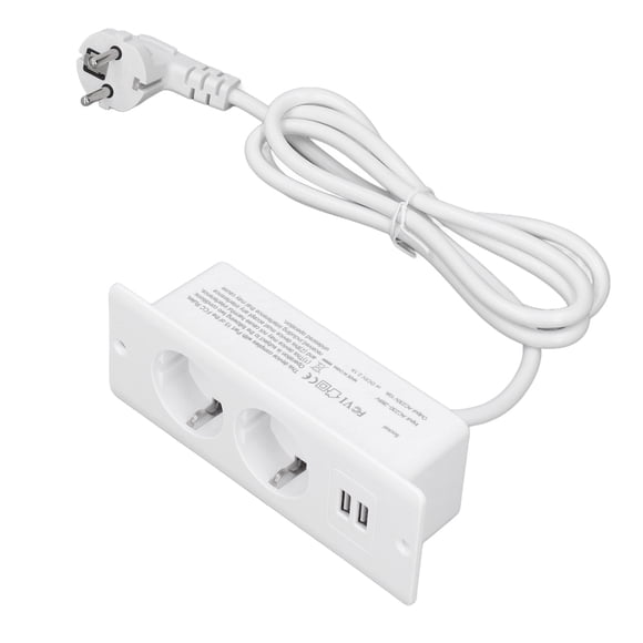 Compact Recessed Power Hub with Dual USB Ports, 2 AC Outlets, and 1.5M Cable for Seamless Furniture Integration