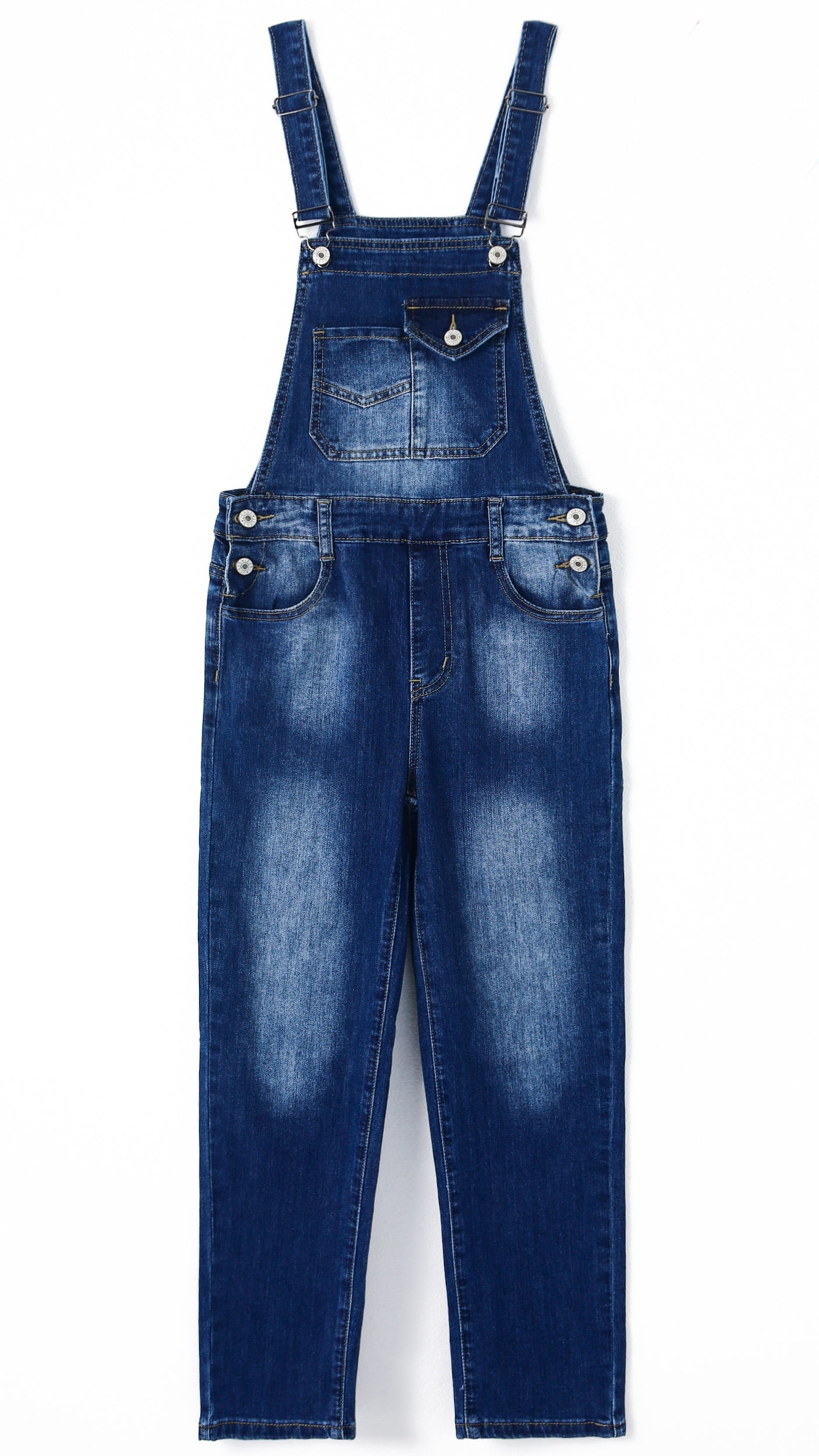 KIDSCOOL SPACE Boy Girl Overall, Large Pockets Soft Washed denim Jumpsuit,Blue,10-11 Years
