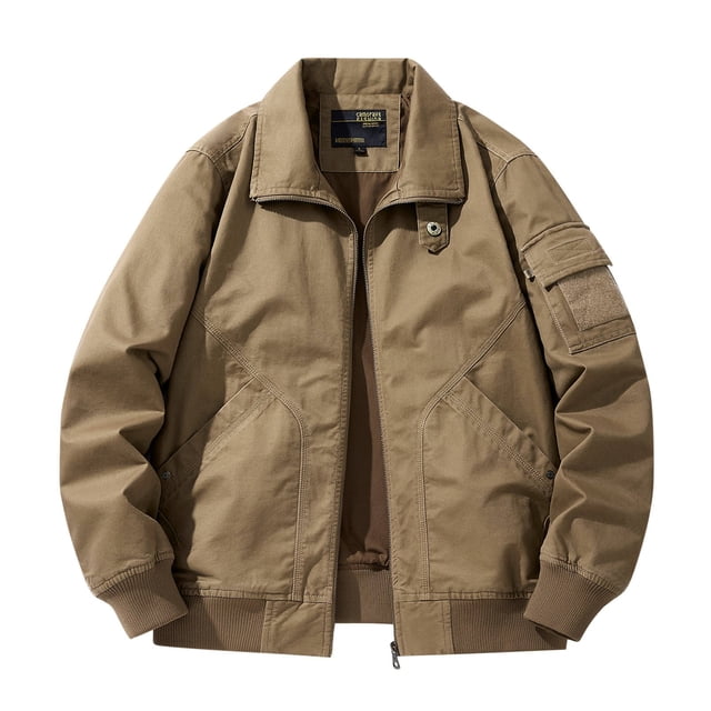 RXIRUCGD Veste de Travail à Manches Longues Multi-Poches Zippée pour Hommes, Khaki, Taille : 4TG