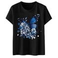 thumbnail image 4 of Hauts d'Été pour Femmes T-Shirt Imprimé à Col Rond Manches Courtes Sport Décontracté Surdimensionné pour Femmes Noir L, 4 of 4