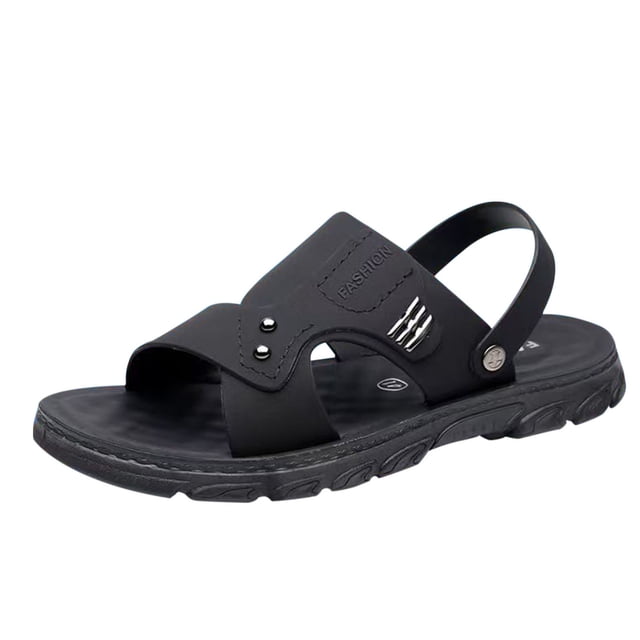 Black Men'S Slide Sandals Integrated Design Breathable Anti-Slip Soft Thick Sole Lightweight Footwear For Beach Outdoor Daily Spring Summer Wear Size 44