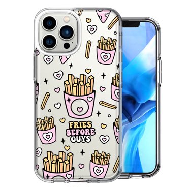 MUNDAZE Apple iPhone 13 Pro Cute Valentine Pink Love Hearts Fries Before Guys Double Layer Phone Case Cover