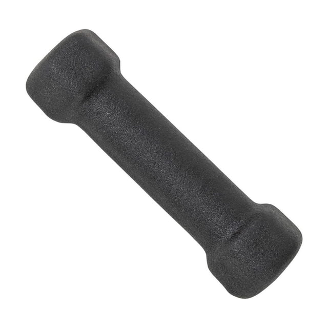 CAP Barbell black neoprene dumbbell, 1lb single weight with hexagonal ends and solid cast iron core coated in textured neoprene for grip and durability, suitable for cardio and strength training workouts.