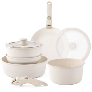 Rénovés Caannasweis 9535-6PCS-Beige 13 Pièces Ensembles de produits de cuisine antiadhésifs empilables Pots d'induction amovibles & Boîtes