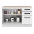 thumbnail image 4 of Madesa Hazel Kitchen Storage Buffet Base Cabinet with Adjustable Feet 47 Inch Engineered Wood Slab Doors Painted Finish Floor Mount Removable Plinth - White, 4 of 7