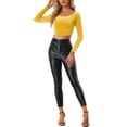 thumbnail image 2 of INSPIRE CHIC Women's Velvet Long Sleeve Off Shoulder Solid Crop Tops XL Dark Purple, 2 of 6