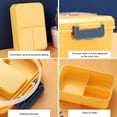 thumbnail image 3 of Leakproof Bento Box For Adults With 3 Compartment Lunch Box For Kids With Spoon & Fork Microwave Dishwasher Safe BPA Free Meal Box With Handle, 3 of 8