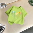 thumbnail image 5 of LUOGENLI T-Shirt pour Filles Enfant Filles Mignon Mode Imprimé Col Rond Manches Courtes Tee Été Décontracté Doux Ample T-Shirt Hauts Maxi Hauts Ensembles Filles Tenue 2 Pcs Plage Vert Clair 6-8 Ans, 5 of 5