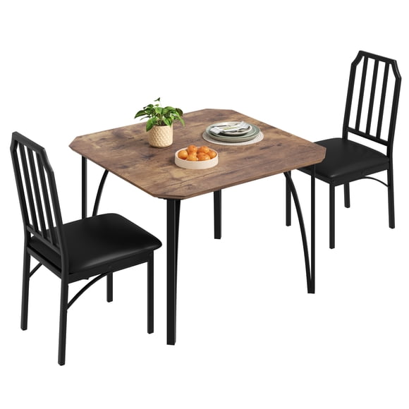 Space-Saving 3 Piece Dining Table Set for 2,Modern Chamfered Edge Design,Space-Saving Kitchen & Dining Room Furniture for Small Apartments and Homes
