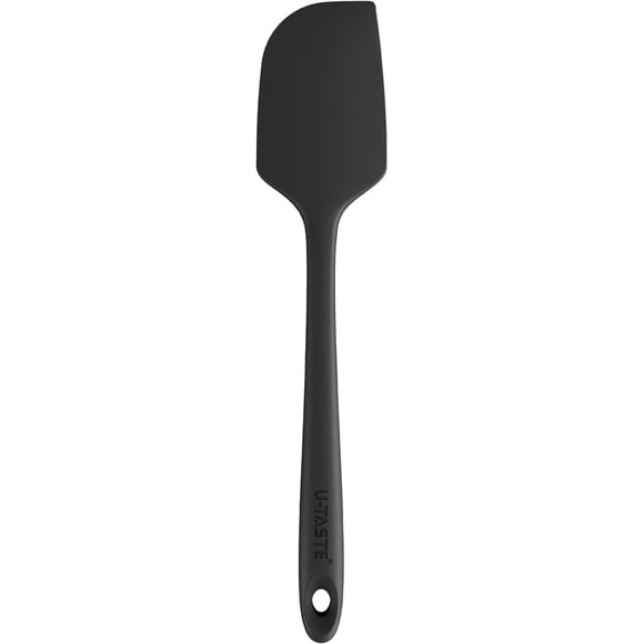 U-Taste 11.38in Silicone Large Spatula, 480°F High Heat Resistant BPA-Free Food Grade Kitchen Cooking Baking Mixing One Piece Seamless Flexible Rubber Bowl Scraper for Nonstick Cookware (Black)