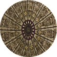 thumbnail image 1 of Ahgly Company Tapis Rond Lavable en Machine Intérieur Transitionnel Pérun Brun, 8 Pieds Rond, 1 of 7