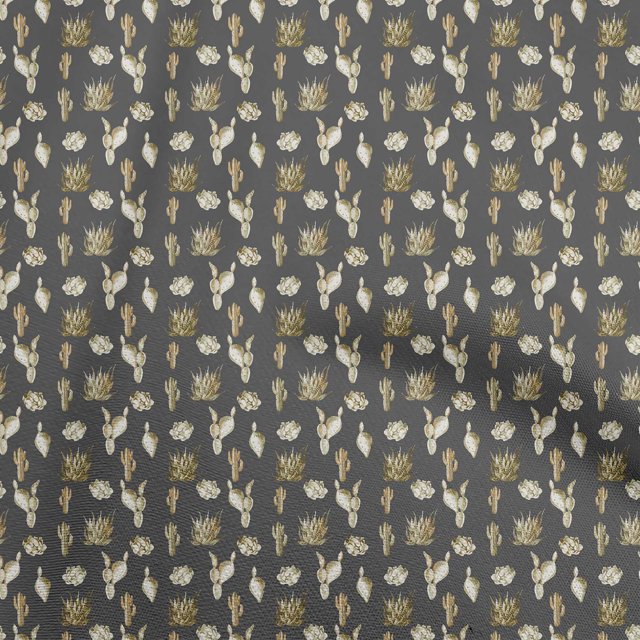 oneOone Polyester Spandex Gray Fabric Cactus Craft Projects Decor Fabric Printed By The Yard 56 Inch Wide