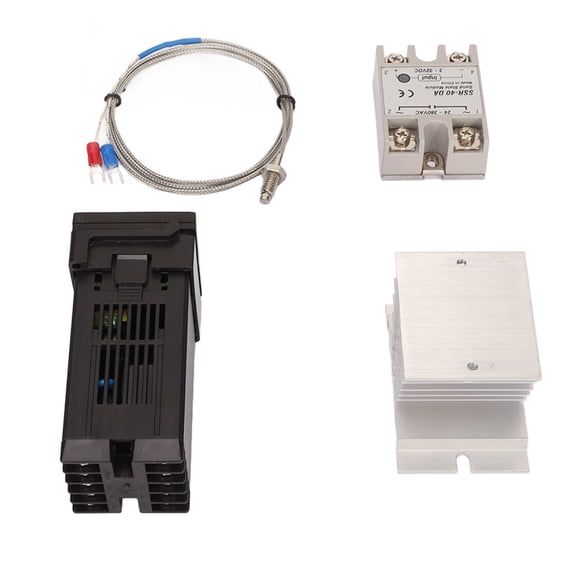 Ensemble de Thermostat Numérique avec Thermocouple, Relais de Dissipateur Thermique, Contrôleur de Température avec Support pour Ferme, Poulailler