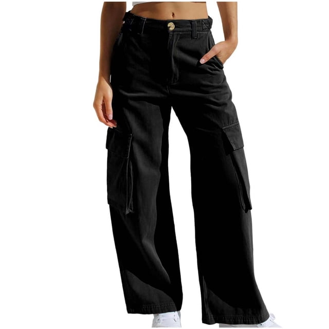 Teissuly Jeans for Women Fashion Spring/Summer Large Pocket Zipper Button Tight Pants, Size S-XL