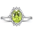 thumbnail image 1 of RYLOS Bagues pour Femmes Bague en Or Blanc 14K avec Pierre Précieuse Ovale 7X5MM et Diamants Étincelants Péridot d'Août Bijoux Taille 6, 1 of 7