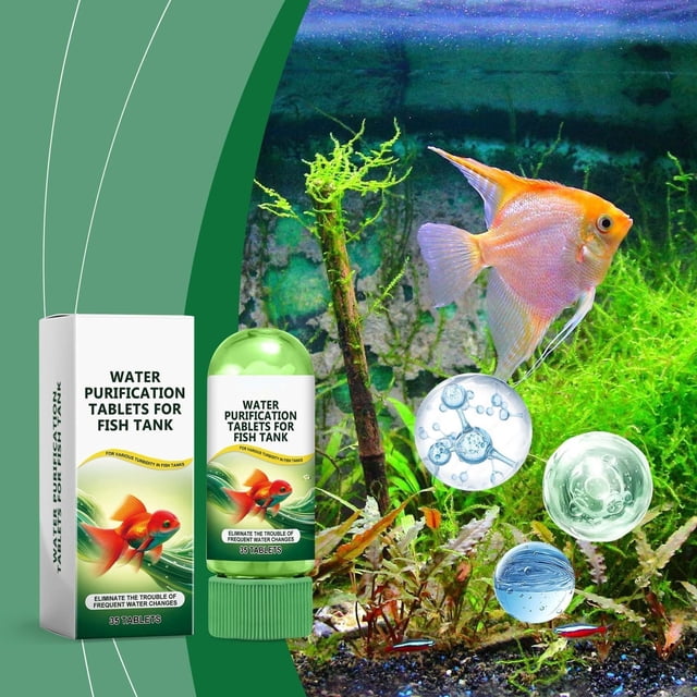 FHBVT Aquarium Water Purification Tablets Fish Tank Water Clarifier Tablets Water Quality Purifying Agent for Freshwater Saltwater Aquariums Promotes Fish Growth Fast Acting Water Clarifying Tablets