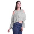 thumbnail image 3 of Moomaya Printed Casual Long Sleeve Tops Women Cold Shoulder Ruffle Sleeves Top, 3 of 4