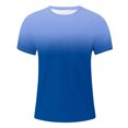 thumbnail image 4 of QATAINLAV Chemises pour Hommes Été Décontracté Manches Courtes Col Ras du Cou Chemise Mode Couleur Dégradée Gym Entraînement T-Shirt Hauts Ample Chandail T-Shirts Bleu TTTG Rentrée des Classes Ventes Prime, 4 of 5