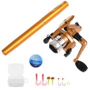Pen-shaped fishing rod and reel combo set, mini telescopic pocket fishing rod, spinning reel, fishing line, soft bait, fish lure, lead head hook