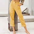 thumbnail image 1 of LSLJS Womens High Waisted Pants Women Casual Solid Color Pockets Buttons Elastic Waist Comfortable Straight Pants, 1 of 5