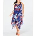 thumbnail image 3 of Inc Concepts Robe Midi Asymétrique Florale pour Femmes, Marine, 0X, 3 of 3