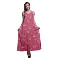 thumbnail image 1 of Bimba Rayon Leaves Printed Spaghetti Strap Sleeveless Womens Cami Maxi Slip Swing Dress-Medium, 1 of 4