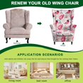 thumbnail image 4 of Piece Wingback Chair Cover Printed Wing Chair Slipcovers Stretch Wingback Armchair Covers Furniture Protector with Elastic Bottom for Living Room Bedroom Wingback Chair, 4 of 7