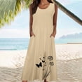 thumbnail image 4 of TIMIFIS Robes de Printemps pour Femmes Coton Lin Sans Manches Longue Robe Grande Taille Débardeur Maxi Robes Soleil avec Poches Été Plage Vacances, 4 of 5