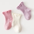 thumbnail image 4 of Chaussettes pour Bébés Filles, Lot de 3, Bord Ondulé à Volants, Revers, Chaussettes à la Cheville, Tout-Petits, Nourrissons, 4 of 5