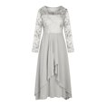thumbnail image 4 of QJUHUNG Formel pour Femmes Soirée Robe Midi Été Col en V Manches Courtes T-Shirt Soirée Invitée de Mariage Style Asymétrique B-8 Cocktail Gris_i L, 4 of 6