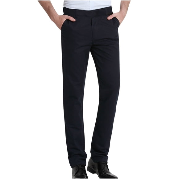 Penkiiy Dress Pants for Men New Fashion Casual Daily Holiday Formal Print New Business Men Slim Straight Trousers Men's Suit Pants Men West Navy Pants
