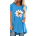 thumbnail image 1 of Pompotops Women Fashion Casual Printing Shirts Short Sleeve Loose Tee Tops Tunic Blouse, 1 of 4