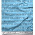 thumbnail image 1 of Soimoi Tissu Crêpe polyester Bleu Notes Instrument de Musique Tissu au Mètre 42 Pouces de Large, 1 of 1