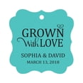 thumbnail image 1 of Darling Souvenir Grown With Love Personalized Fancy Frame Bonbonniere Wedding Party Favor Paper Tags-Turquoise-100 Tags, 1 of 1