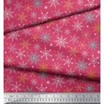 thumbnail image 2 of Soimoi Pink polyester Crepe Fabric Snow Flakes Floral Decor Fabric Printed Yard 52 Inch Wide, 2 of 5