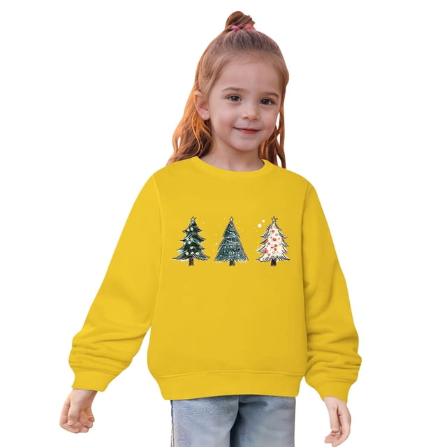 Diufon Chandail en Molleton de Noël pour Garçons et Filles Manches Longues Col Rond Chandail Automne Hiver Hauts Chauds