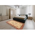 thumbnail image 4 of Ahgly Company Tapis d'Intérieur Carrés Abstraits Rouges Orientaux, 8 Pieds Carré, 4 of 6