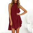 thumbnail image 2 of Ketyyh-chn99 Robes d'Été Grande Taille pour Femmes Robe Évasée à Fleurs Robe de Plage Robe Décontractée d'Automne Ample Mini Robe Bordeaux,m, 2 of 5