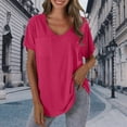 thumbnail image 2 of Yubnlvae T-Shirt Décontracté à Poche à Manches Courtes pour Femmes, T-Shirt Décontracté à la Mode pour Femmes Uni avec Poche, Liquidation! Uni, Col Rond, Rose Vif, m, 2 of 4