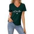 thumbnail image 1 of LUOGENLI T-shirts pour Femme pour Femmes T-Shirt Décontracté de la Saint-Valentin à Imprimé Cœur Lettre Col Rond Manches Courtes T-Shirt T-shirts pour Femmes T-shirts Graphiques TTG Grande Taille Saint-Valentin Vert Foncé m, 1 of 1