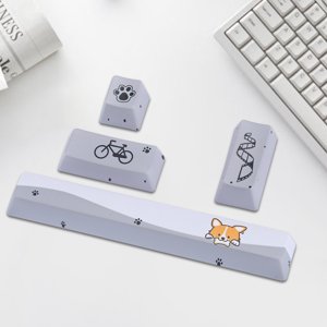 Capuchon mécanique, clavier, mignon teint cinq côtés pour clavier mécanique, motif de chien petit gris, 4Pcs