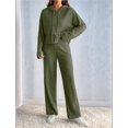 thumbnail image 4 of Womens Lounge Sets 2 Piece Matching Pajamas Fall Fashion Ribbed Knit Outfits Long Sleeve Casual Sweatsuits Green M, 4 of 8