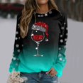 thumbnail image 2 of Chandail pour Femmes Joyeux Haut à devant Froncé Imprimé de Noël Col Rond Chandails pour Femmes Col Rond Coupe Ajustée Chandail Actif Veste Hauts pour Femmes Convenable Manches Longues Chandails d'Entraînement Blouse Ample, 2 of 4