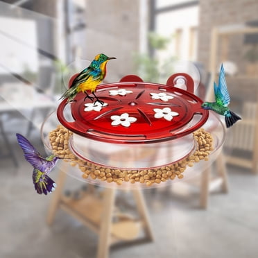 Wzzjkit Bird Feeders for Outdoors, Hummingbird Feeder Metal Frame Sucker Hummingbird Feeder Bird Feeder, Bird Feeder