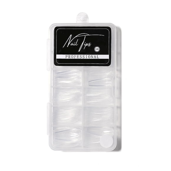 Amdohai 100 Pcs Faux Ongles Embouts Transparents Embouts d'Ongles en Acrylique Couverture Complète Demi-Couverture Faux Ongles Ongles Artificiels Forme Cercueil Ballerine Embouts pour Salons de Manucure et Bricolage Nail Art 10 Tailles