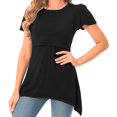 thumbnail image 4 of Vêtements de Grossesse Offres de l'Action de Grâce Liquidation Été Vêtements de Maternité pour Femmes Col Rond Manches Courtes Volants Pli Hauts de Grossesse, 4 of 5