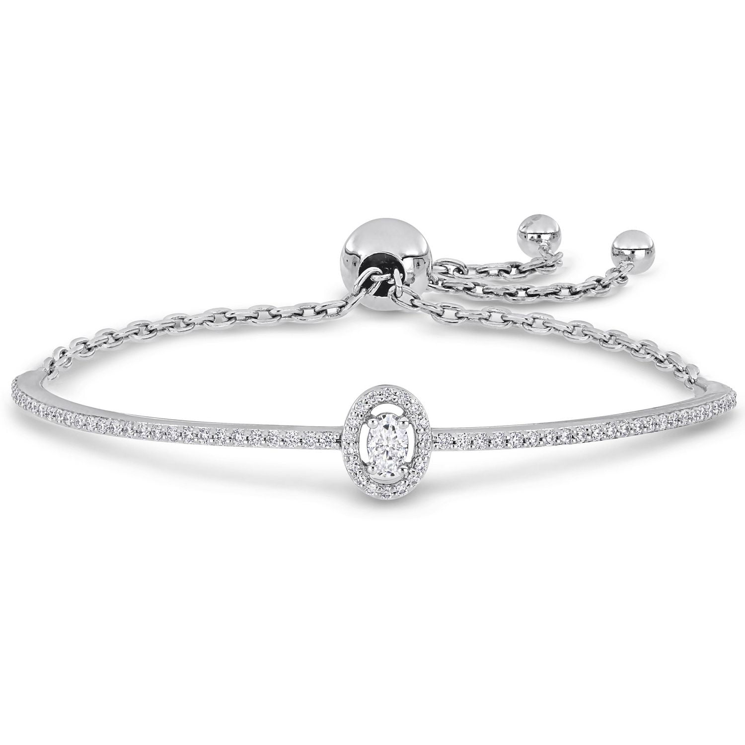 Bracelet bolo Miabella en argent sterling avec moissanite créé de 3/4 carat p.g.t.