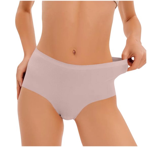 LNWUY Women's Solid Color Briefs Underwear High Elasticity Comfortable Breathable Fashion Panties Pink M